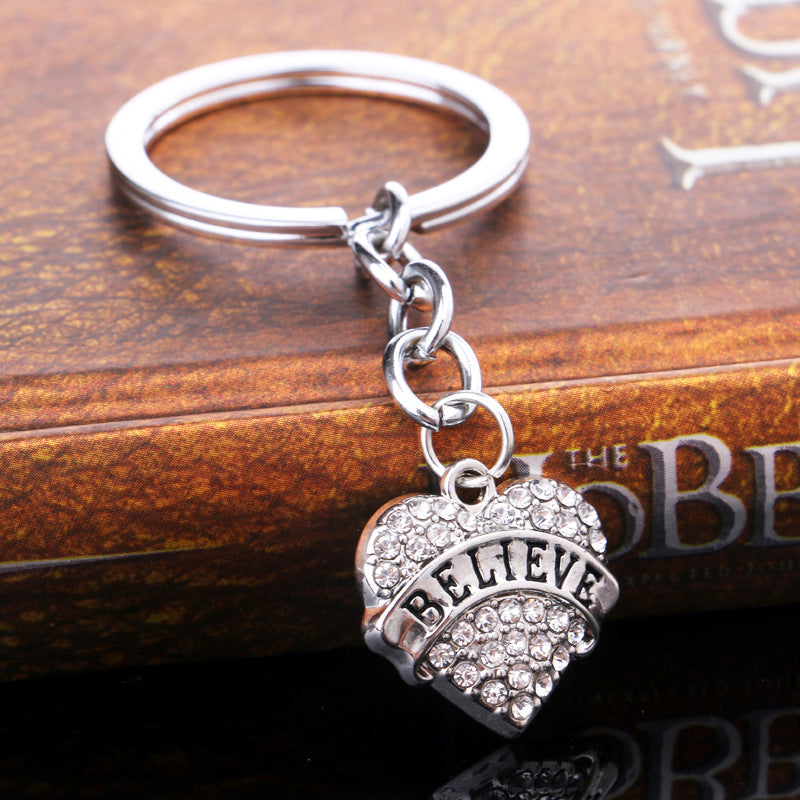Wholesale Love Alloy Diamond Engraving Key Chain